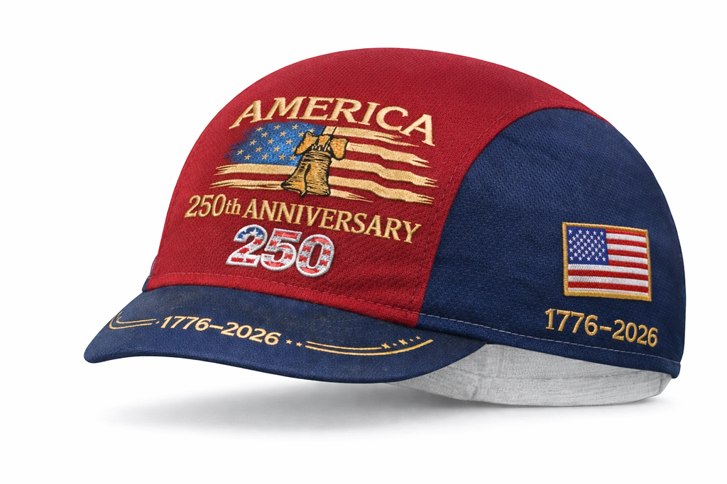 America 250 Cycling Cap – Patriotic USA Bike Hat 1776–2026 | One Size