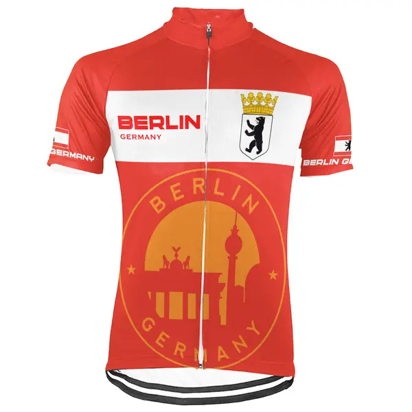 Customized Berlin Winter Thermal Fleece Short Sleeve Cycling Jersey for Men