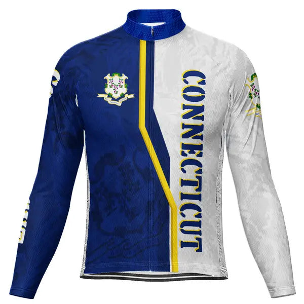 Customized Connecticut Winter Thermal Fleece Long Sleeve Cycling Jersey for Men
