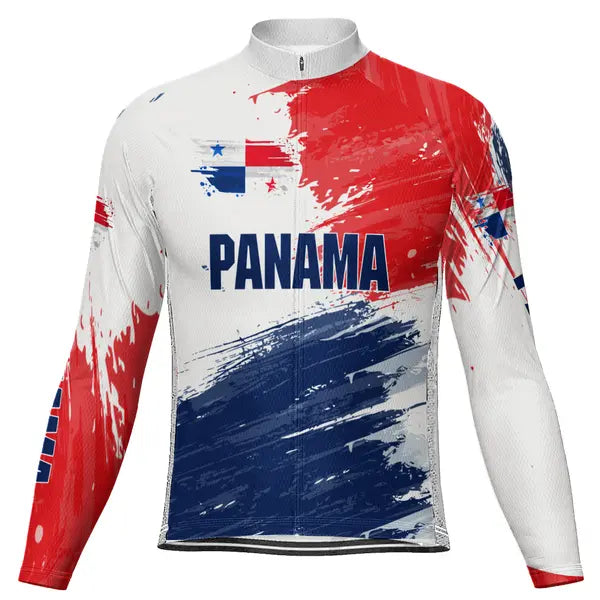 Customized Panama Winter Thermal Fleece Long Sleeve Cycling Jersey for Men