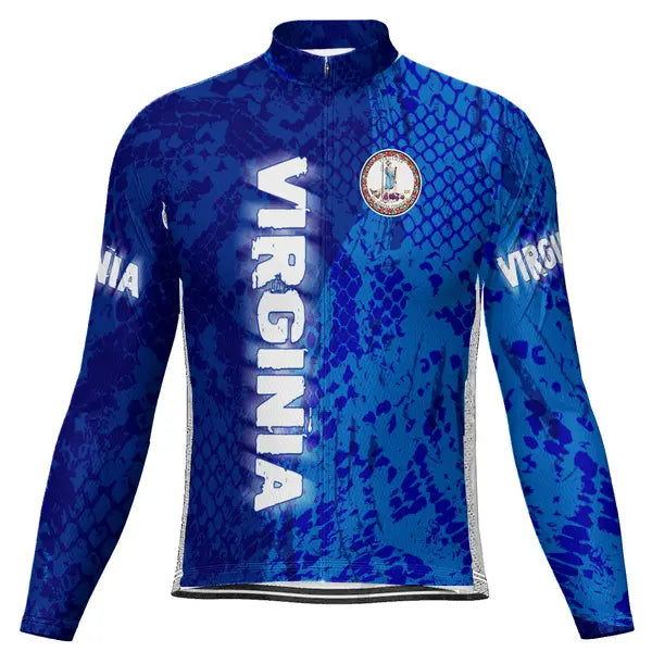 Customized Virginia Winter Thermal Fleece Long Sleeve Cycling Jersey for Men