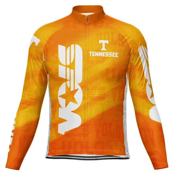 Customized Tennessee Volunteers Football Cycling Winter Thermal Fleece Long Sleeve Jersey For Men