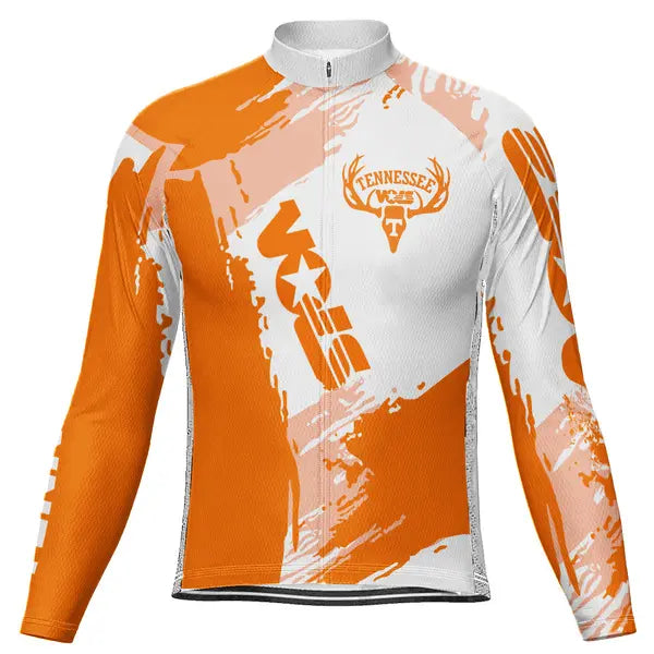 Customized Tennessee Volunteers Football Cycling Winter Thermal Fleece Long Sleeve Jersey For Men