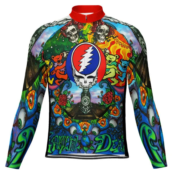 Customized Grateful Dead Winter Thermal Fleece Long Sleeve Cycling Jersey For Men