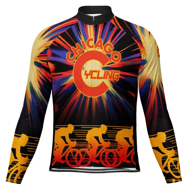 Customized CHICAGO Long Sleeve Cycling Jersey For Men