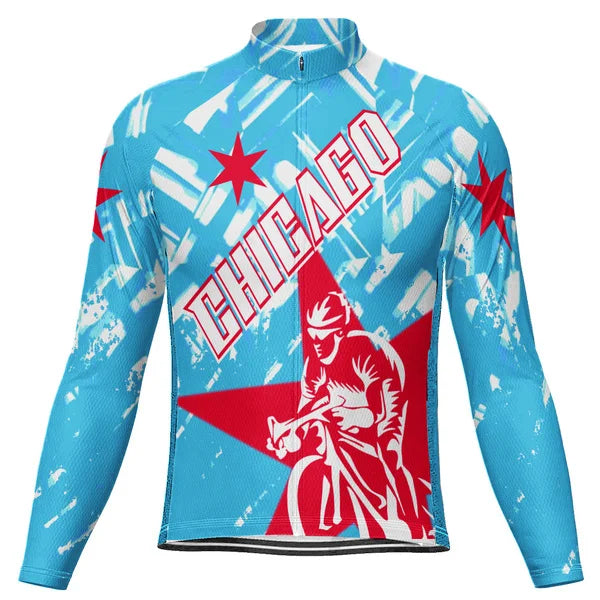 Customized CHICAGO Long Sleeve Cycling Jersey For Men