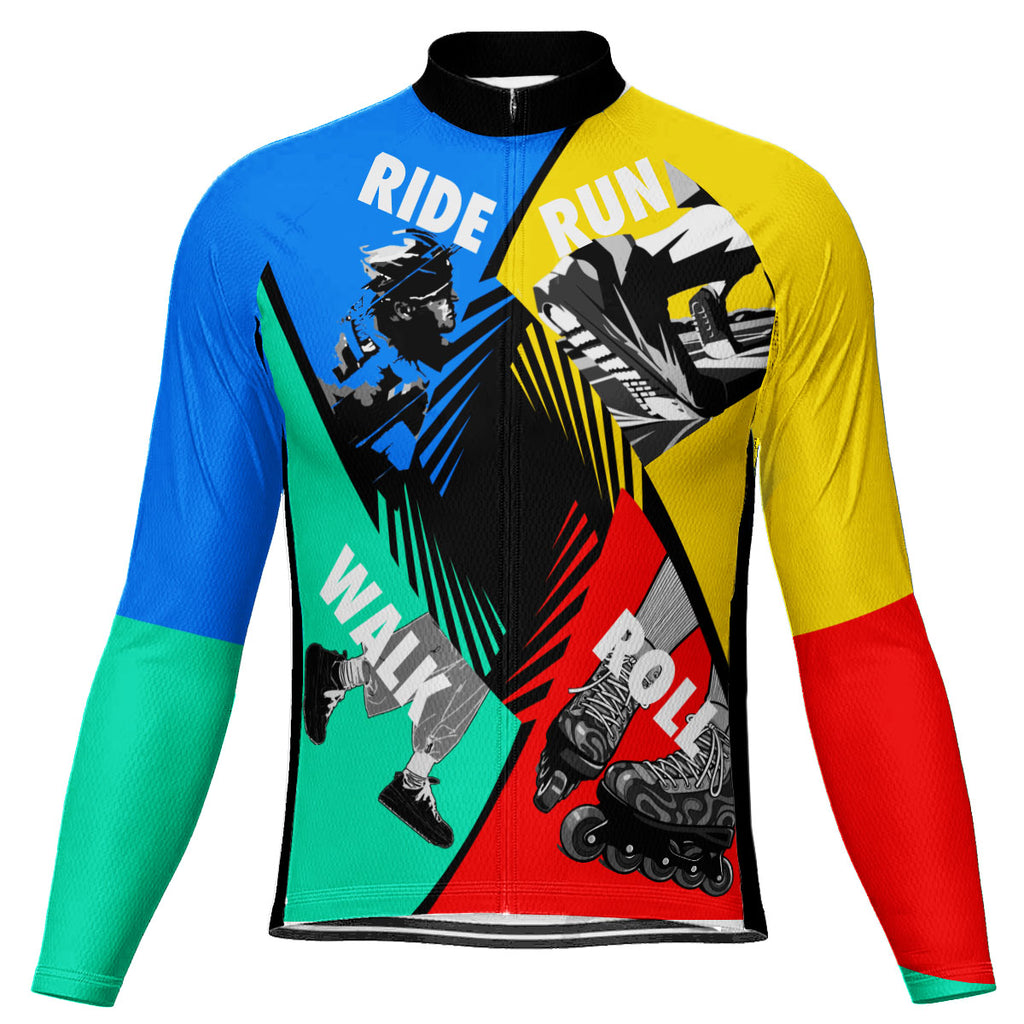 Customized Finish The Ride Color Block Long Sleeve Cycling Jersey For Men
