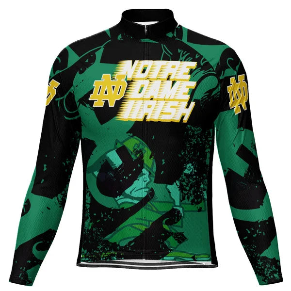 Customized IRISH NOTRE DAME Long Sleeve Cycling Jersey For Men