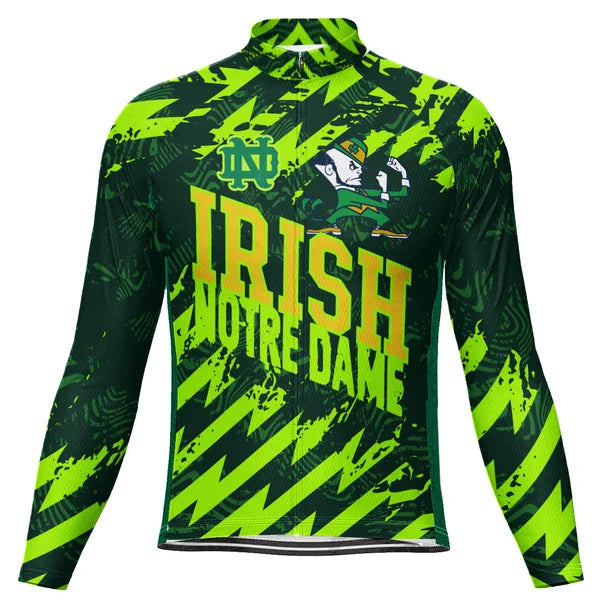 Customized IRISH NOTRE DAME Long Sleeve Cycling Jersey For Men