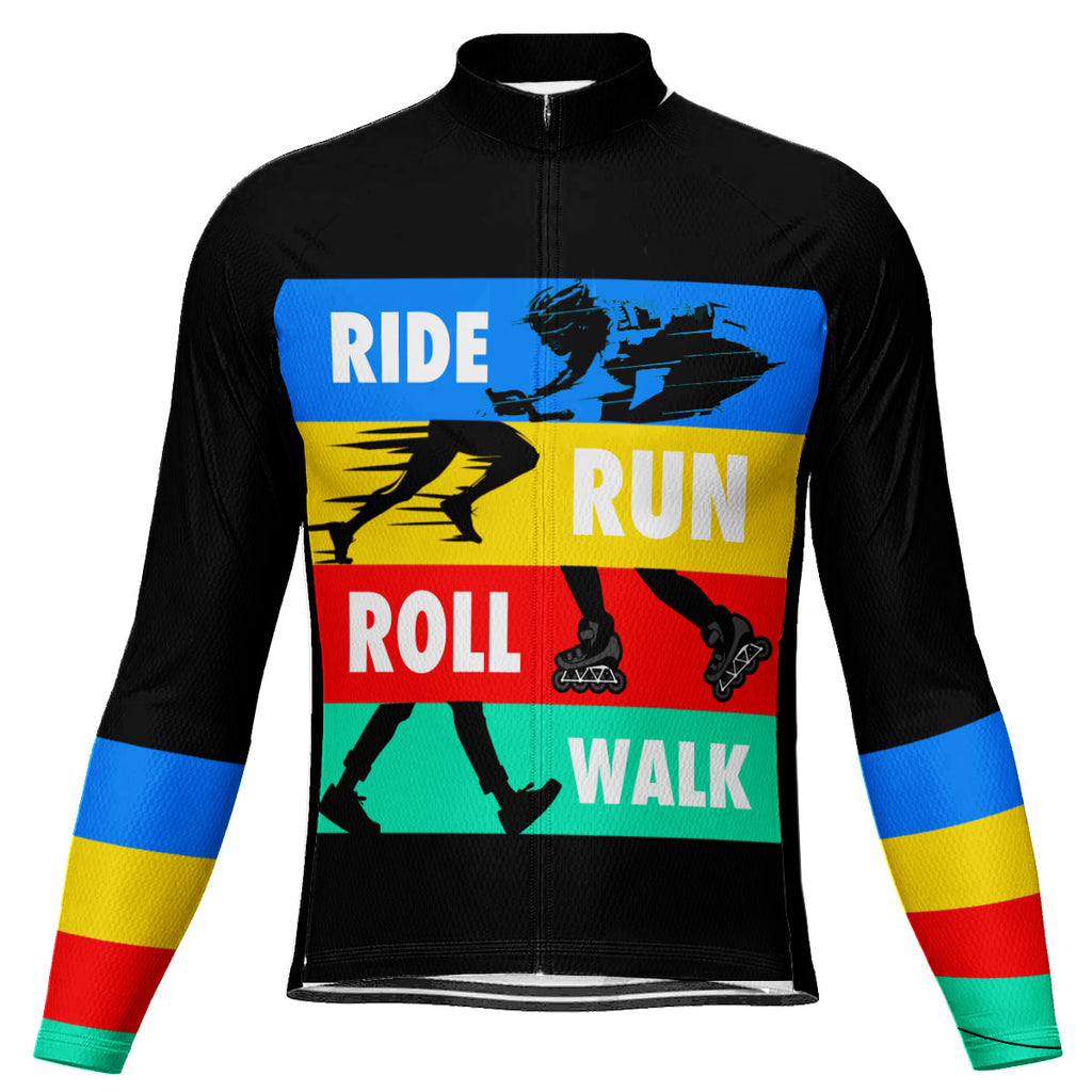 Customized Finish The Ride Color Block Long Sleeve Cycling Jersey For Men