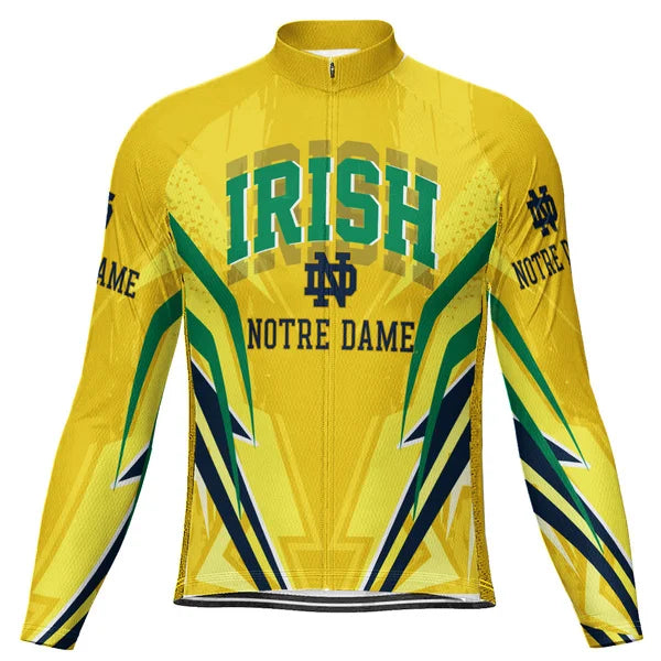 Customized IRISH NOTRE DAME Long Sleeve Cycling Jersey For Men