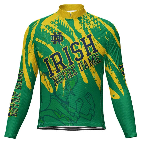 Customized IRISH NOTRE DAME Long Sleeve Cycling Jersey For Men