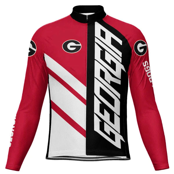 Customized Georgia Bulldogs Long Sleeve Cycling Jersey For Men