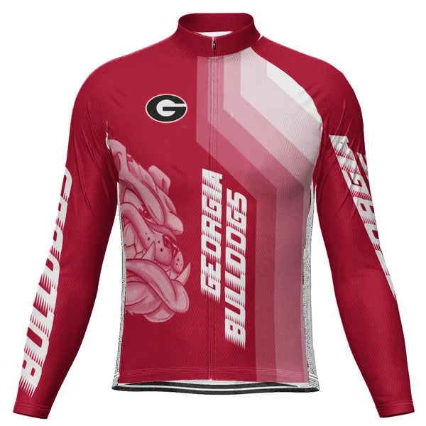 Customized Georgia Bulldogs Long Sleeve Cycling Jersey For Men