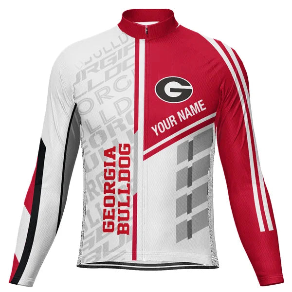 Customized Georgia Bulldogs Long Sleeve Cycling Jersey For Men
