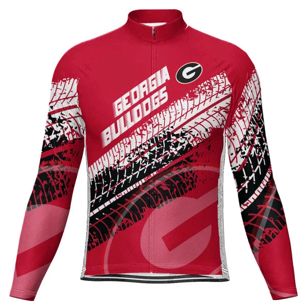 Customized Georgia Bulldogs Long Sleeve Cycling Jersey For Men