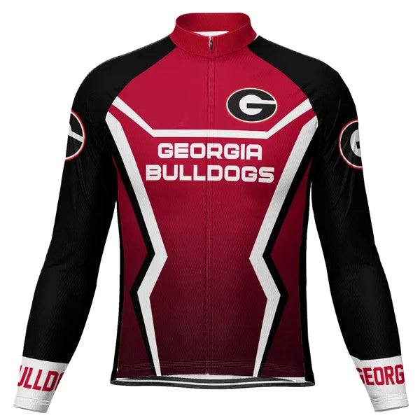 Customized Georgia Bulldogs Long Sleeve Cycling Jersey For Men