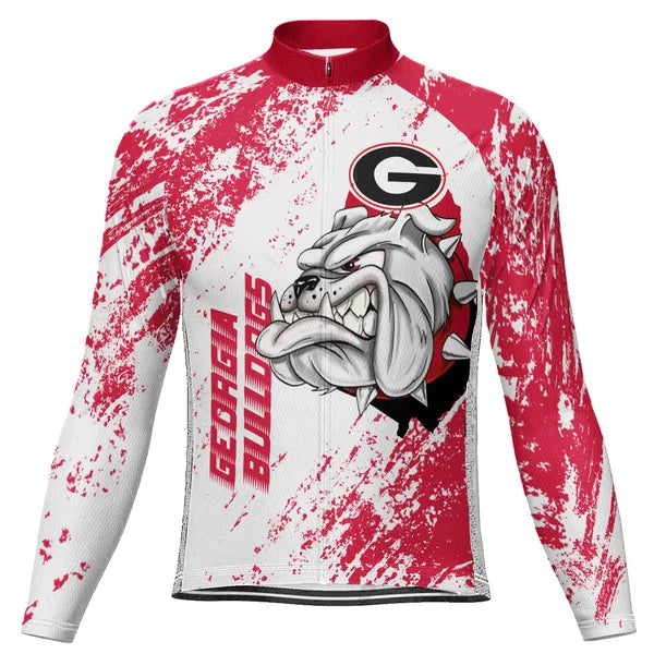 Customized Georgia Bulldogs Long Sleeve Cycling Jersey For Men