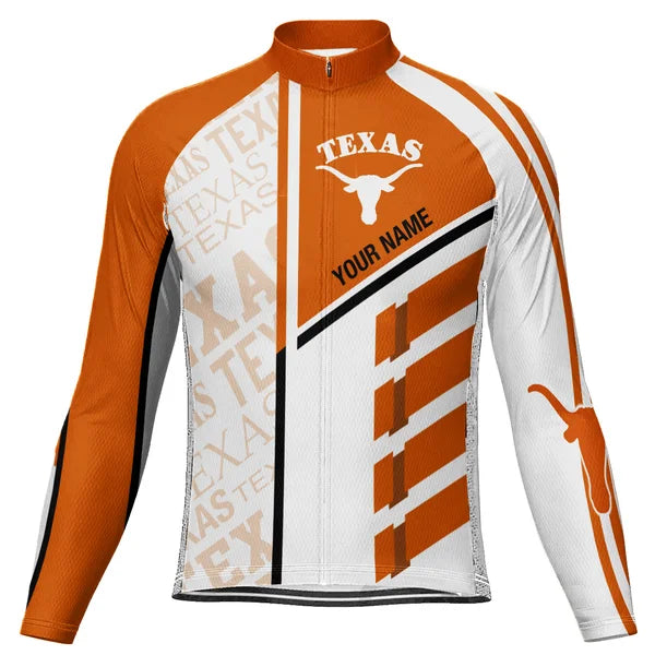 Customized Texas Longhorns Long Sleeve Cycling Jersey for Men