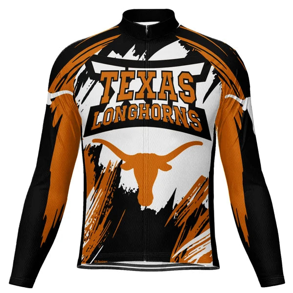 Customized Texas Longhorns Long Sleeve Cycling Jersey for Men