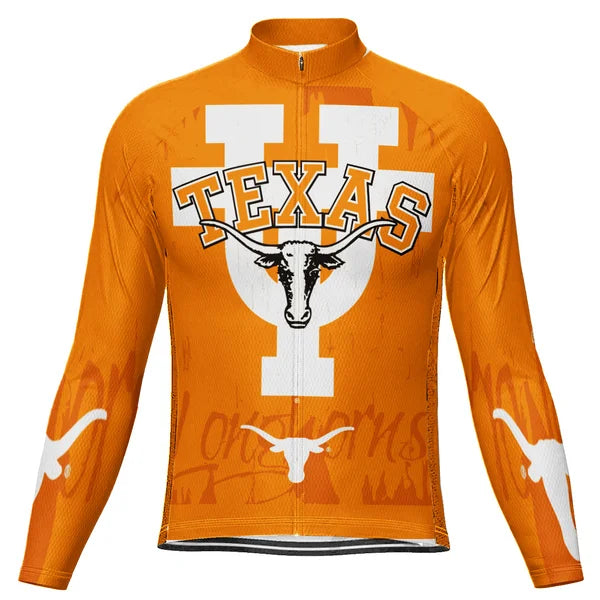 Customized Texas Longhorns Long Sleeve Cycling Jersey for Men