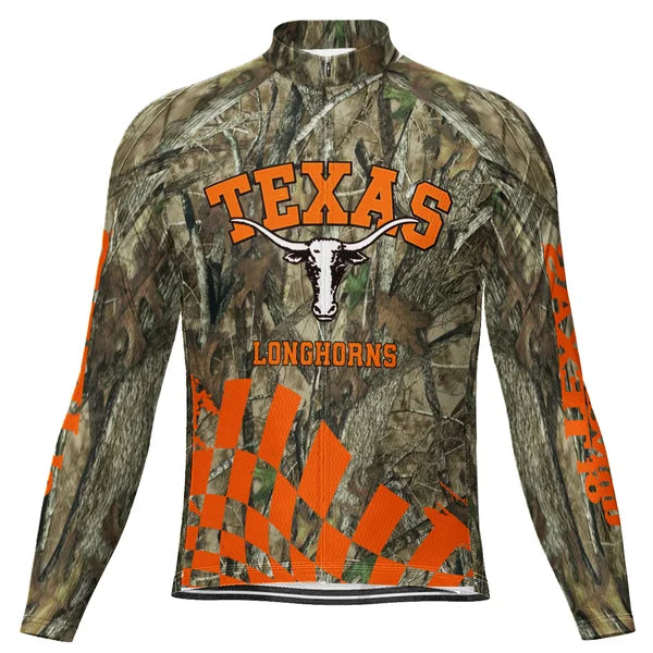 Customized Texas Longhorns Long Sleeve Cycling Jersey for Men