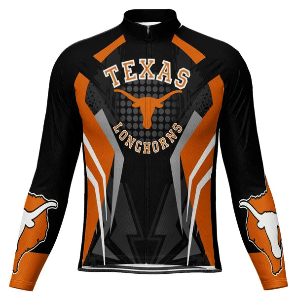 Customized Texas Longhorns Long Sleeve Cycling Jersey for Men