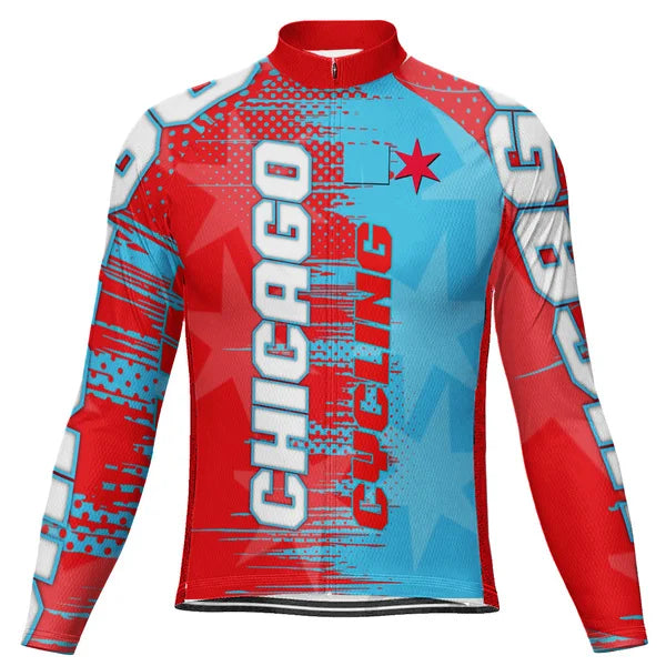 Customized CHICAGO Long Sleeve Cycling Jersey For Men