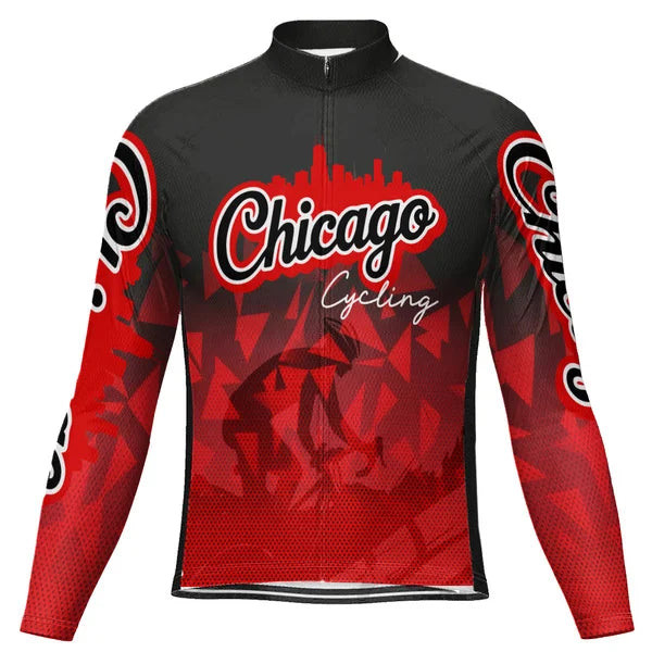 Customized CHICAGO Long Sleeve Cycling Jersey For Men