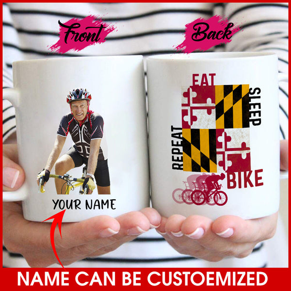 Customized Image Maryland Mug - EAT SLEEP BIKE REPEAT