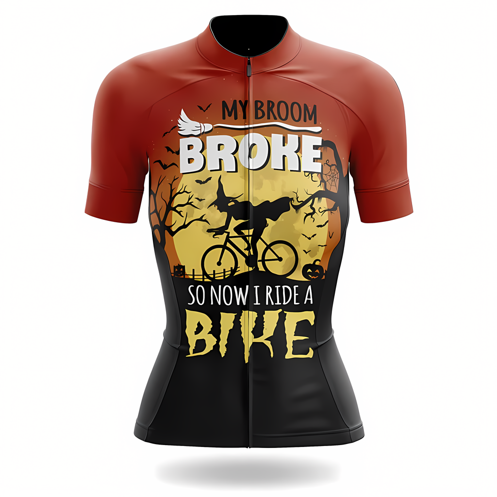 Customized My Broom Broke So Now I Ride A Bike Cycling Short Sleeve Women Jersey