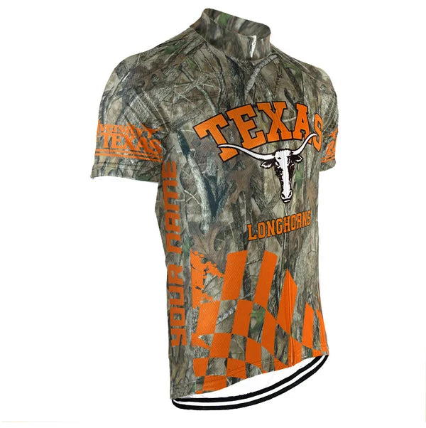 Customized Texas Longhorns Short Sleeve Cycling Jersey for Men