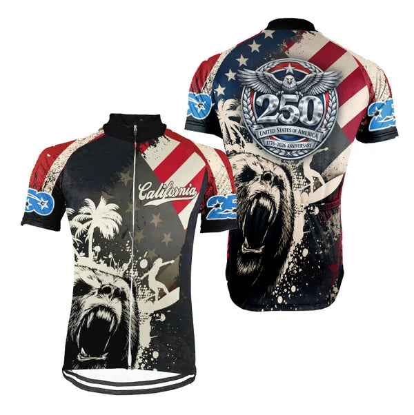 Customized California-America 250th Anniversary Short Sleeve Cycling Jersey For Men And Women