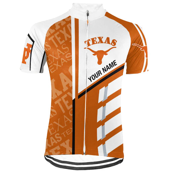 Customized University of Texas at Austin Short Sleeve Cycling Jersey For Men And Women