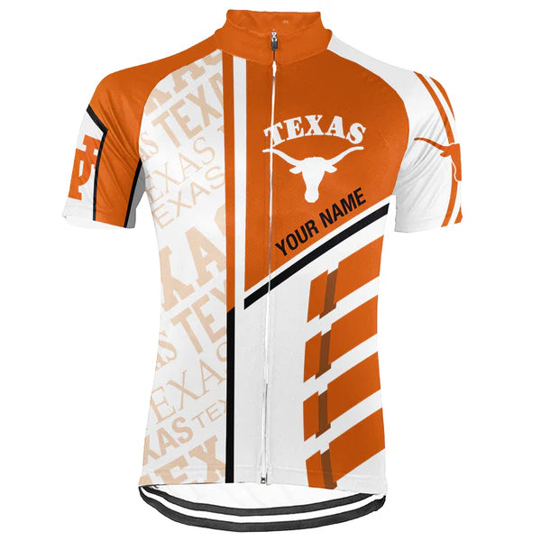 Customized University of Texas at Austin Short Sleeve Cycling Jersey For Men And Women