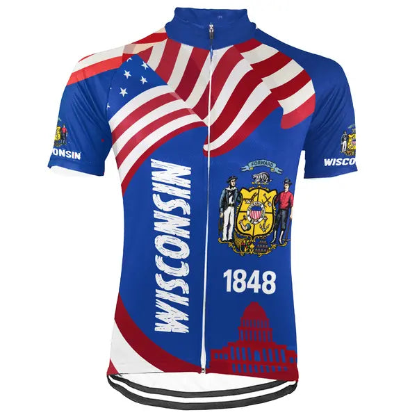 Customized Wisconsin Short Sleeve Cycling Jersey for Men