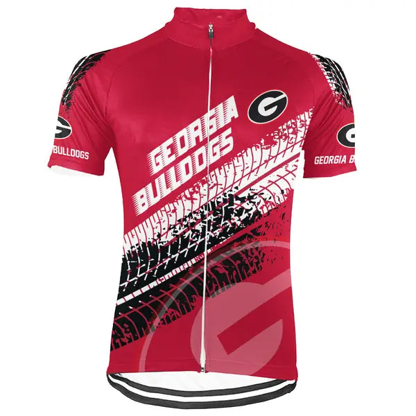 Customized Georgia Bulldogs Short Sleeve Cycling Jersey for Men