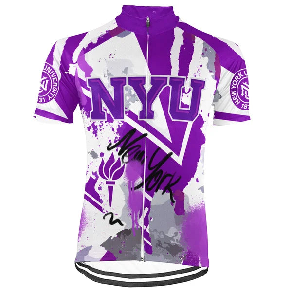 Customized New York University (NYU) Short Sleeve Cycling Jersey For Men And Women