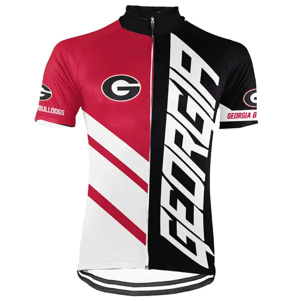 Customized Georgia Bulldogs Short Sleeve Cycling Jersey for Men