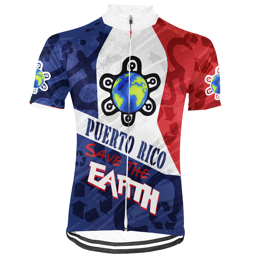 Customized Ride Green, Ride for Peace Puerto Rico Short Sleeve Cycling Jersey For Men And Women