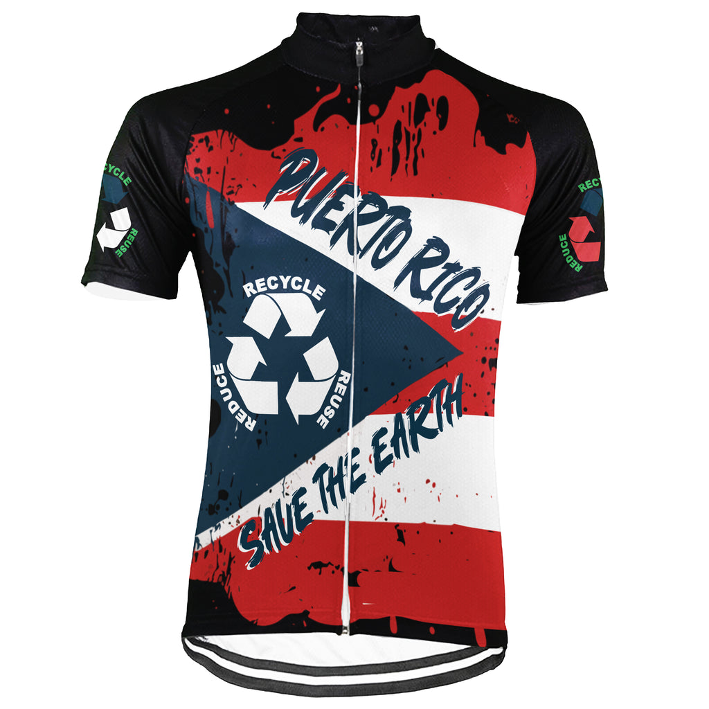 Customized Ride Green, Ride for Peace Puerto Rico Short Sleeve Cycling Jersey For Men And Women