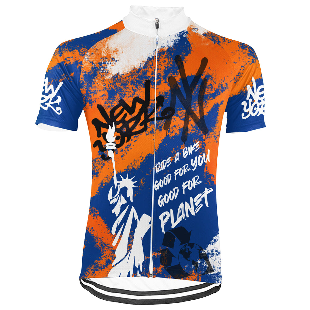 Customized Ride Green, Ride for Peace New York Short Sleeve Cycling Jersey For Men And Women