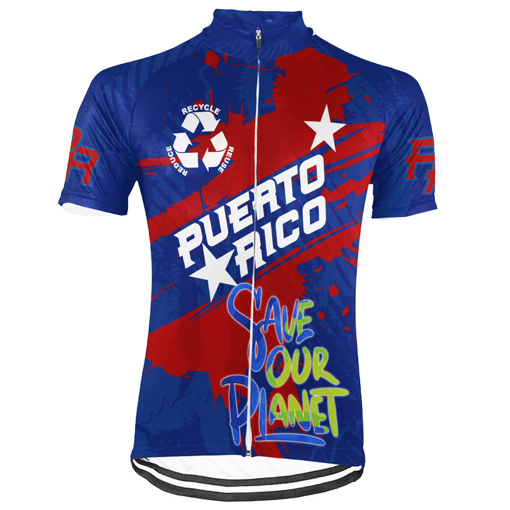 Customized Ride Green, Ride for Peace Puerto Rico Short Sleeve Cycling Jersey For Men And Women