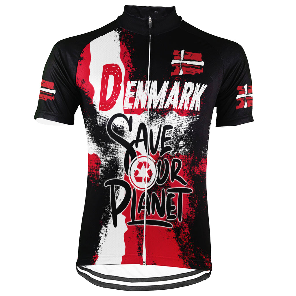 Customized Denmark Environmental Protection Save The Planet Short Sleeve Cycling Jersey For Men And Women