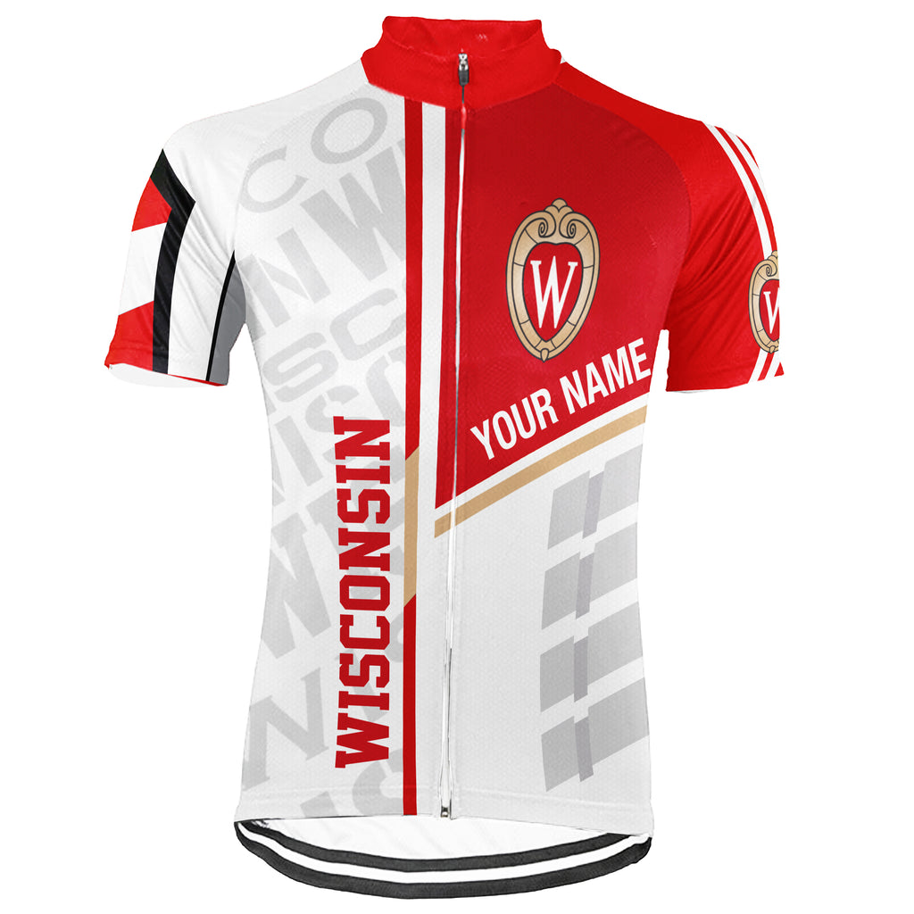Customized University of Wisconsin–Madison Short Sleeve Cycling Jersey For Men And Women