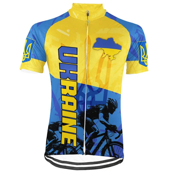 Customized Ukraine Short Sleeve Cycling Jersey for Men