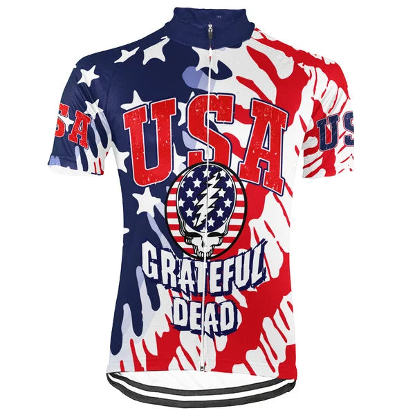 Customized USA Grateful Dead Fan Short Sleeve Cycling Jersey For Men And Women