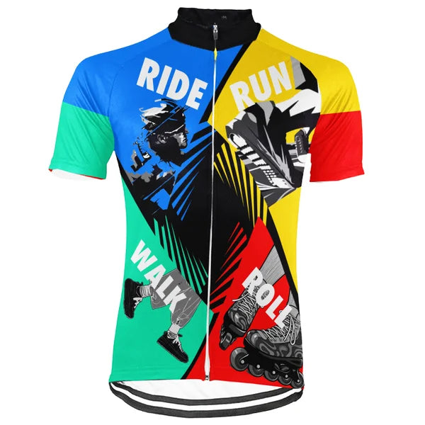Customized Finish The Ride Color Block Short Sleeve Cycling Jersey For Men And Women