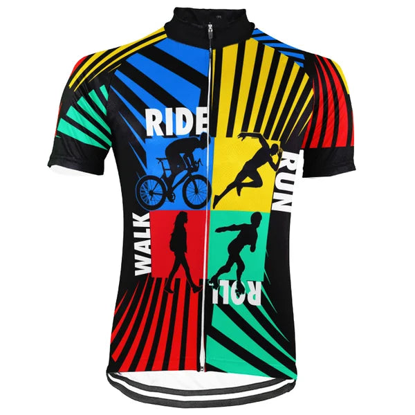Customized Finish The Ride Color Block Short Sleeve Cycling Jersey For Men And Women