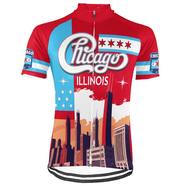Customized Chicago City Short Sleeve Cycling Jersey For Men and Women